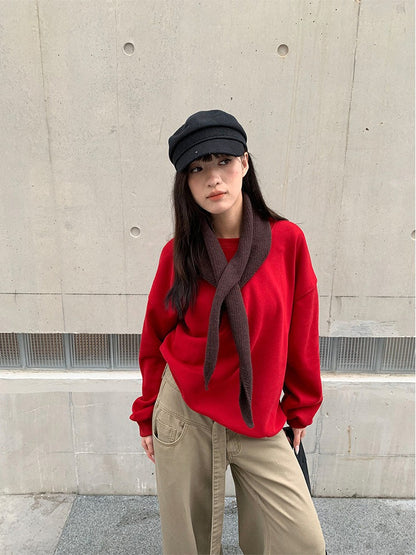 SCARF ACCENT SWEAT 2481