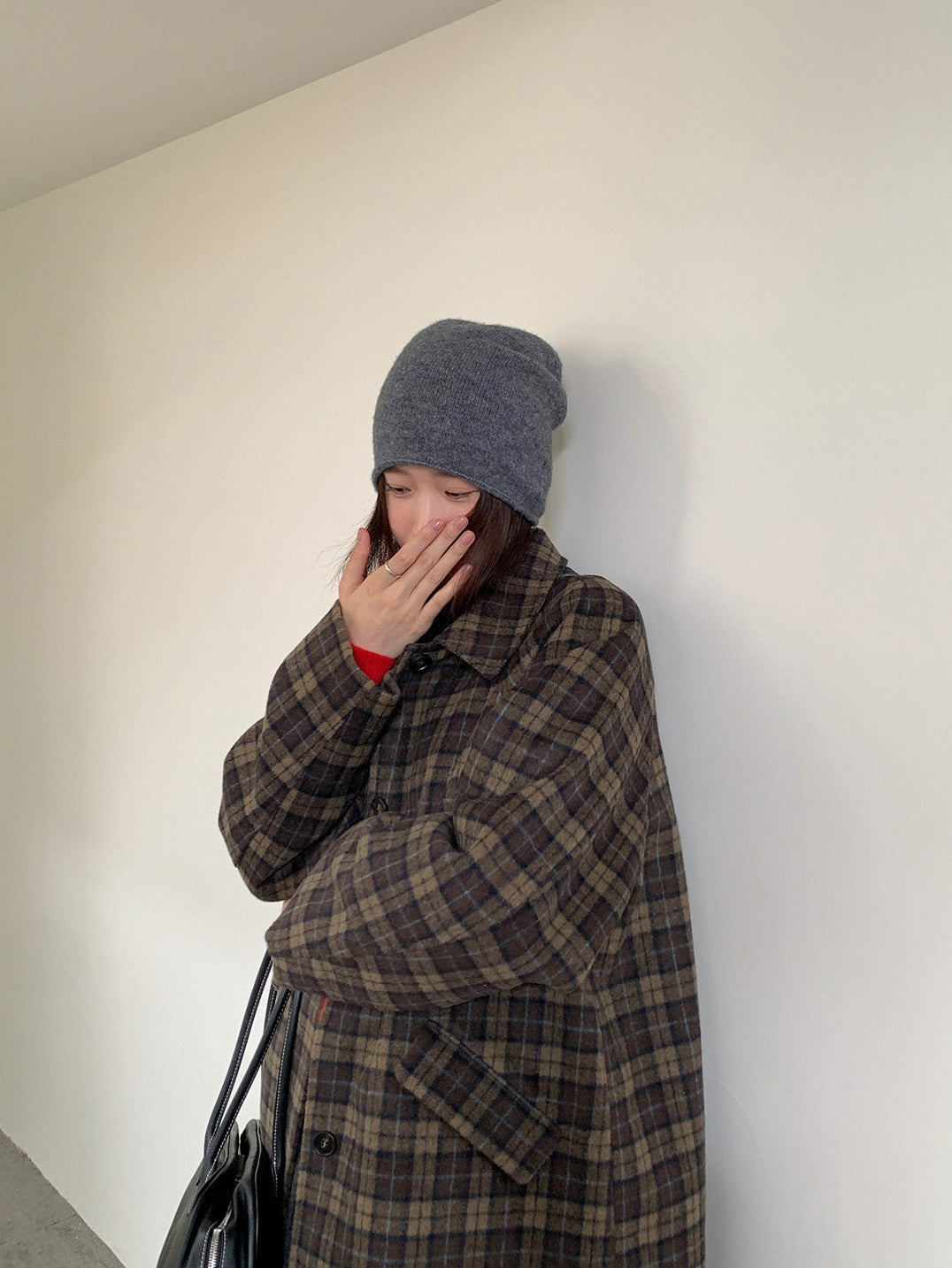 クラシカルチェックステンカラーコート 2236