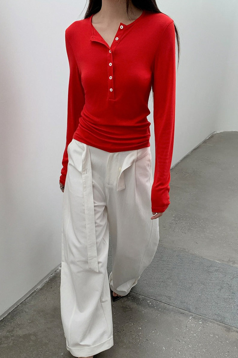 BUTTON HENLEY TOP 2314
