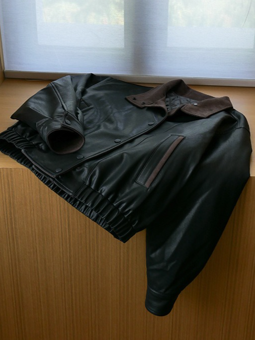 バイカラーフェイクレザーブルゾン 2194