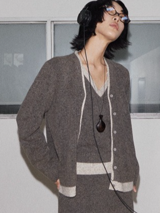 カラーブロックニットカーディガン 2211