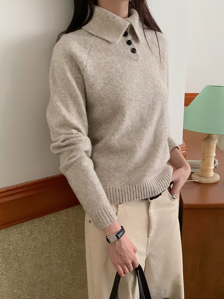 スタンドカラーラグランニット 2198