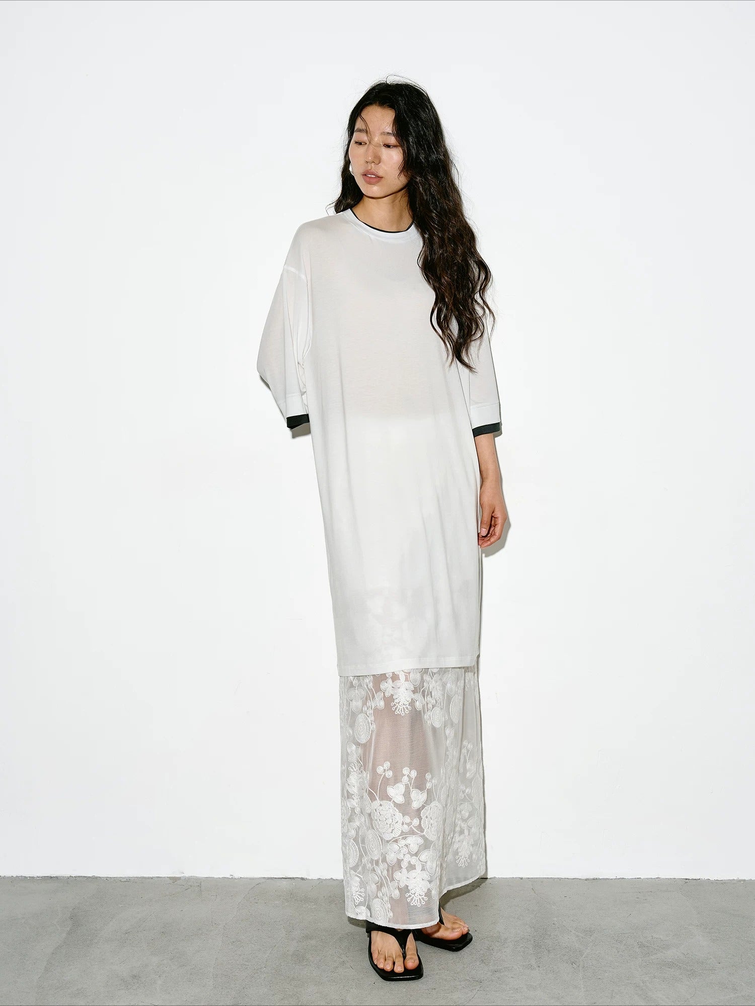 ジプソフィア　Gypsohila ミルフィーユロングT ホワイト 長袖Tシャツ ニュアンスロングTシャツ2359 – gypsophila