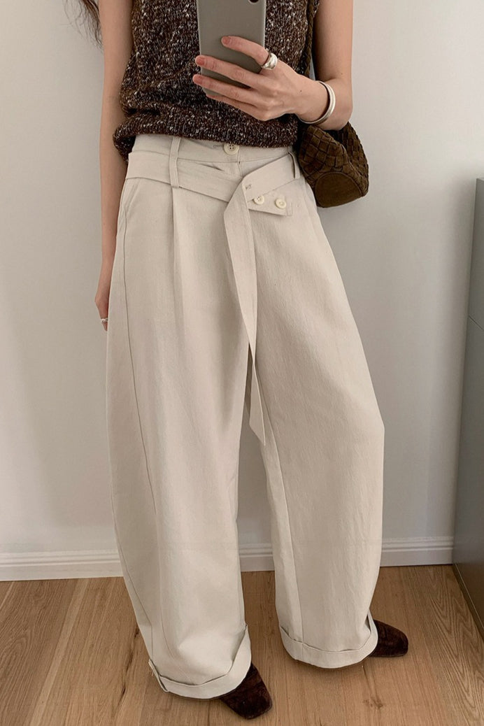 DOUBLE BELT WIDE PANTS 2304
