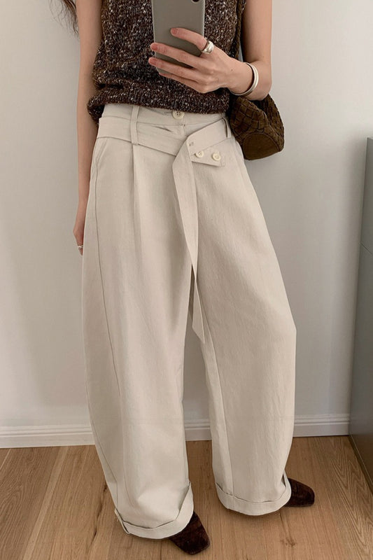 DOUBLE BELT WIDE PANTS 2304