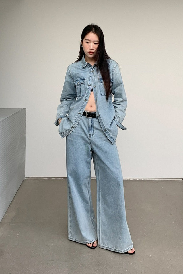 DOUBLE POCKET DENIM SHIRT 2305