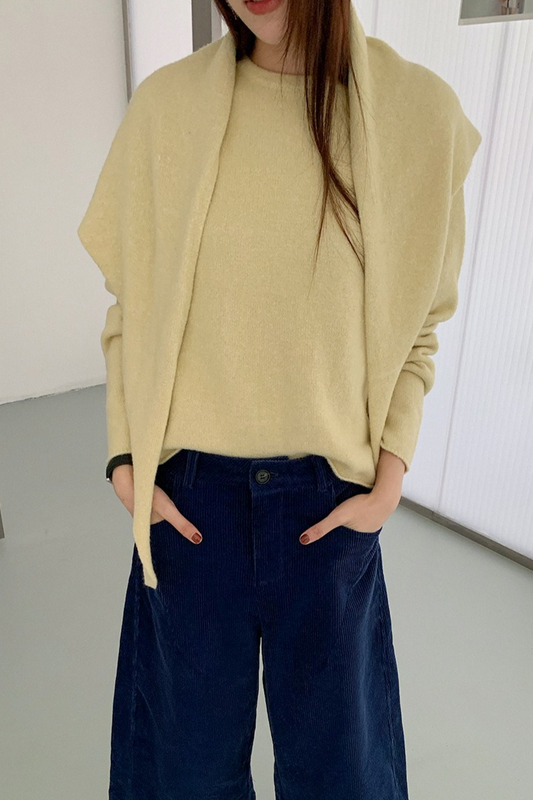 ストール付ラウンドネックカラーニット 2219