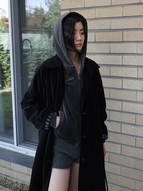 ダブルジップベロアフーディ 2195