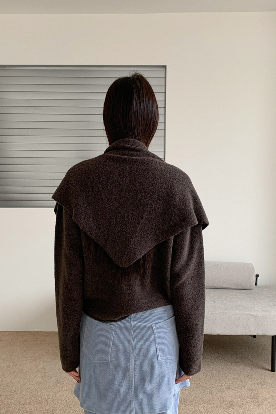 ストール付ラウンドネックカラーニット 2219