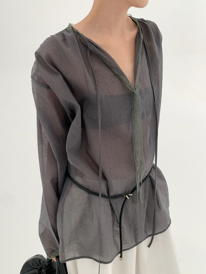 SHEER TIE-NECK BLOUSE 2131
