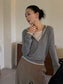 V-NECK HOOD KNIT TOP 2514