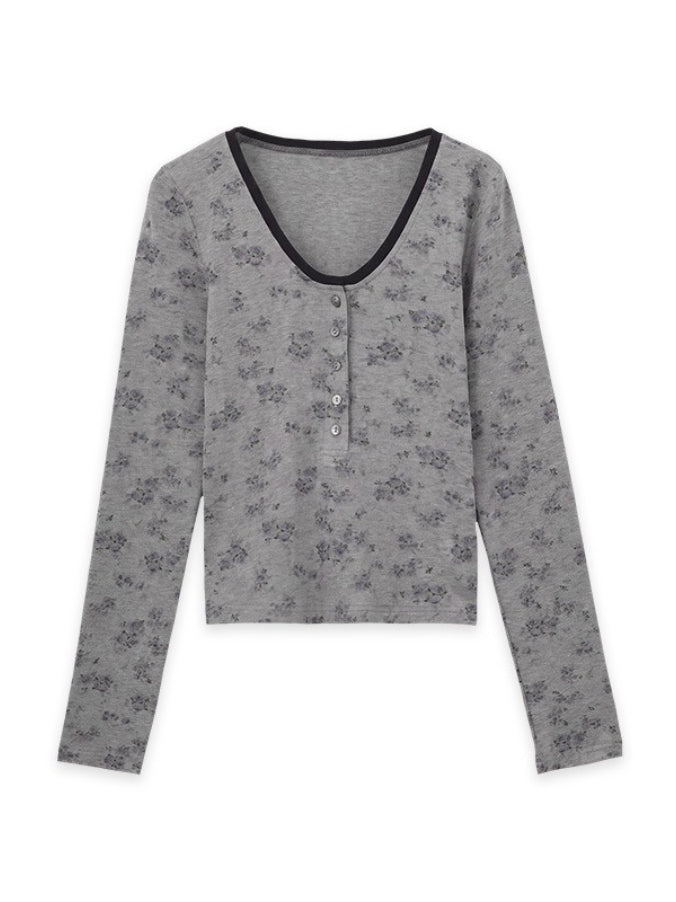 FLORAL HENLEY TOP 2474