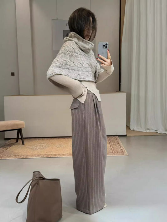 ストライプダブルタックワイドパンツ 2183