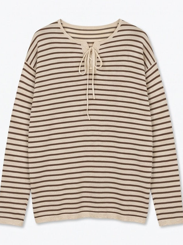 LACE-UP STRIPE KNIT 2489