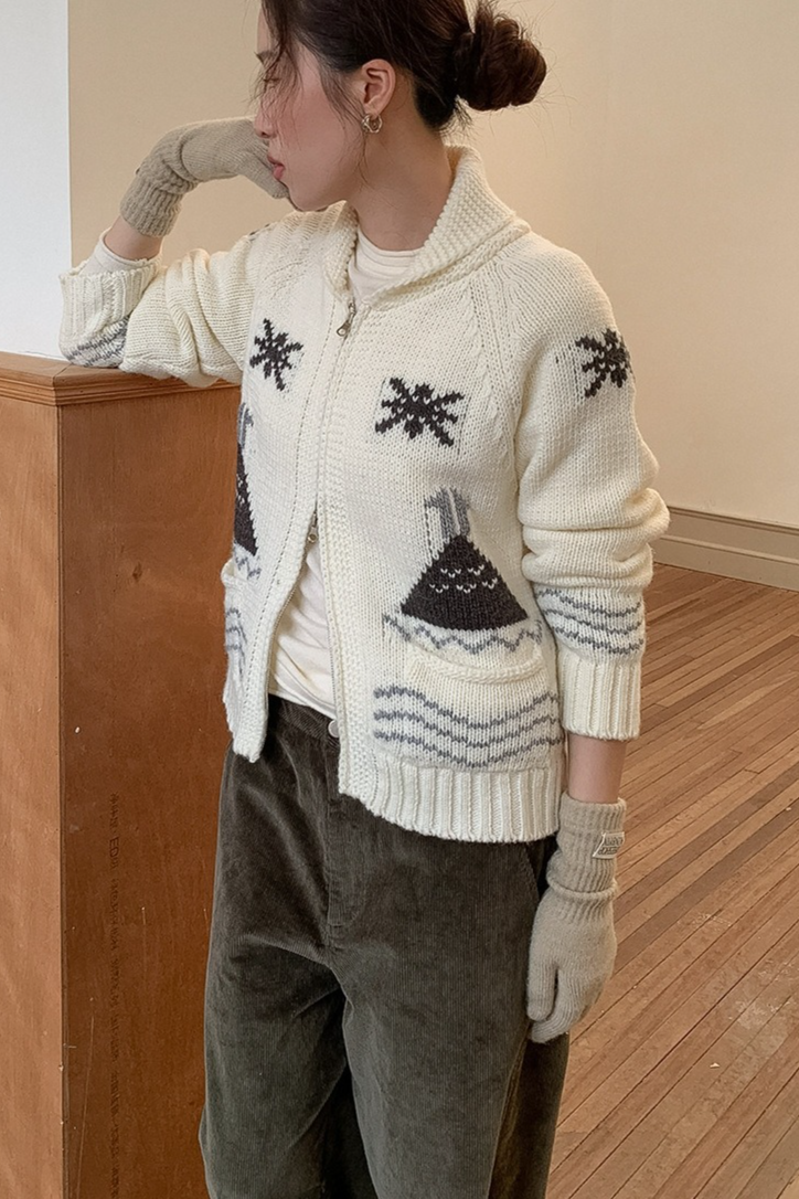 ノルディック柄ジップニット 2217