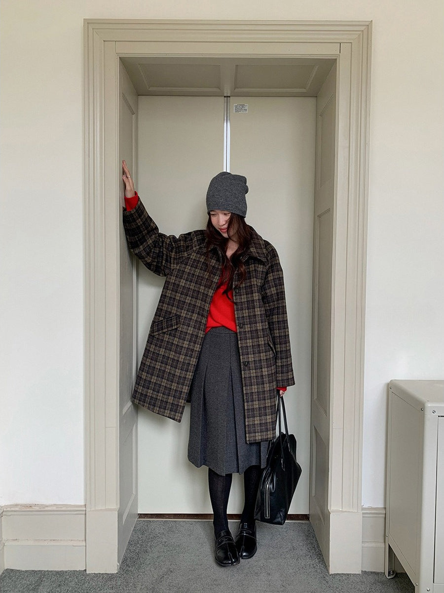 クラシカルチェックステンカラーコート 2236