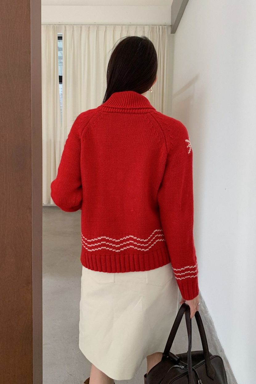 ノルディック柄ジップニット 2217