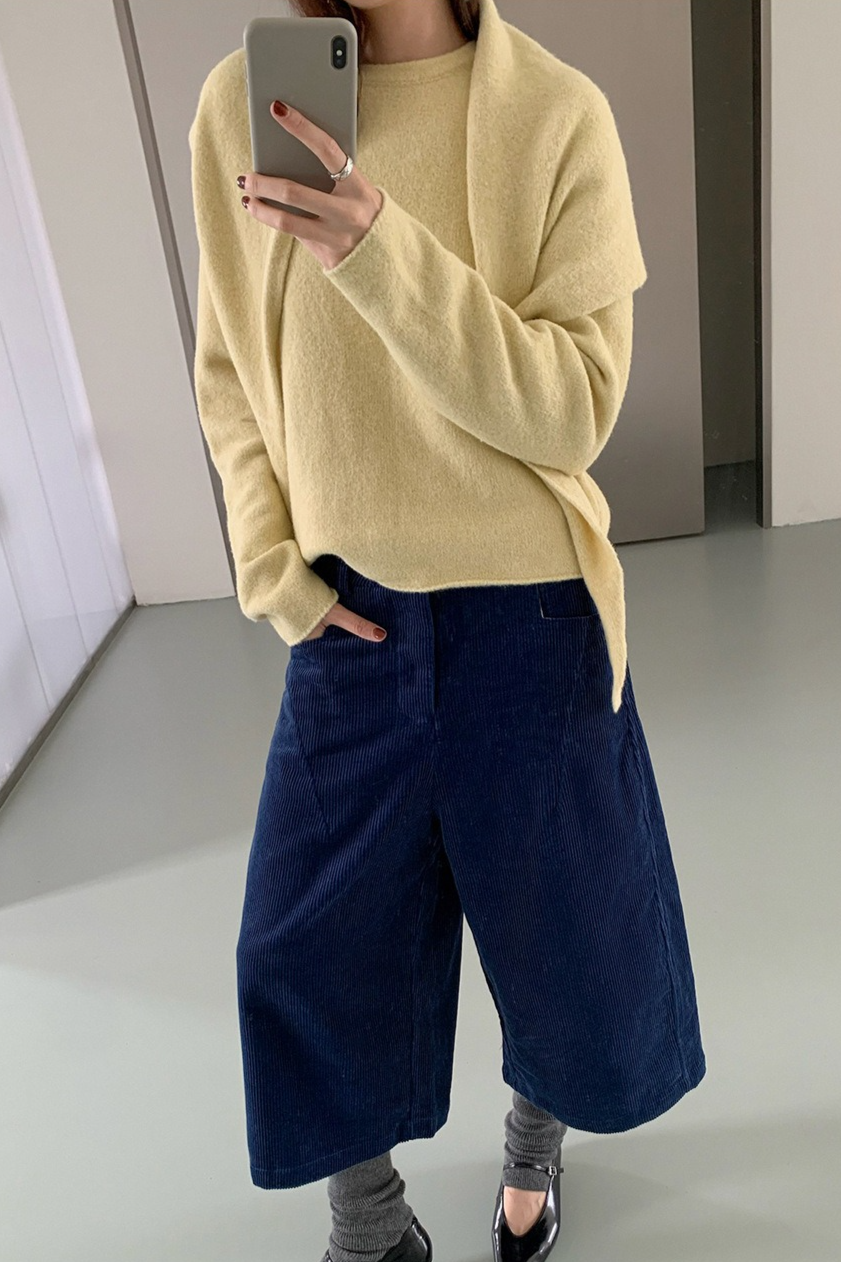 ストール付ラウンドネックカラーニット 2219