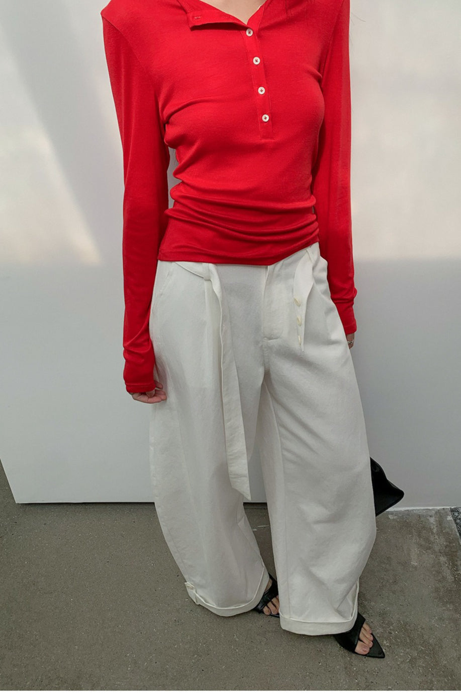 DOUBLE BELT WIDE PANTS 2304