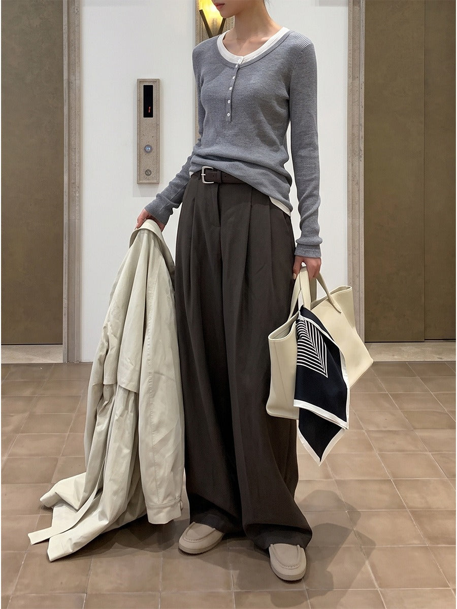 BELTED WIDE PANTS 2483