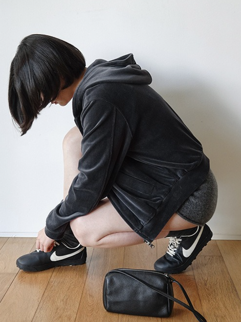 ダブルジップベロアフーディ 2195