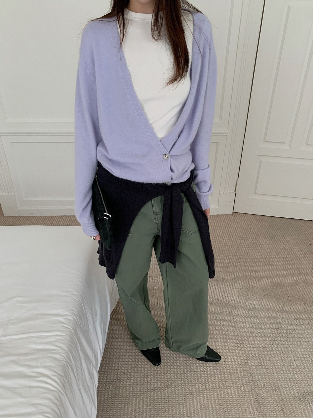 LOOSE ASYM V-CARDIGAN 2464
