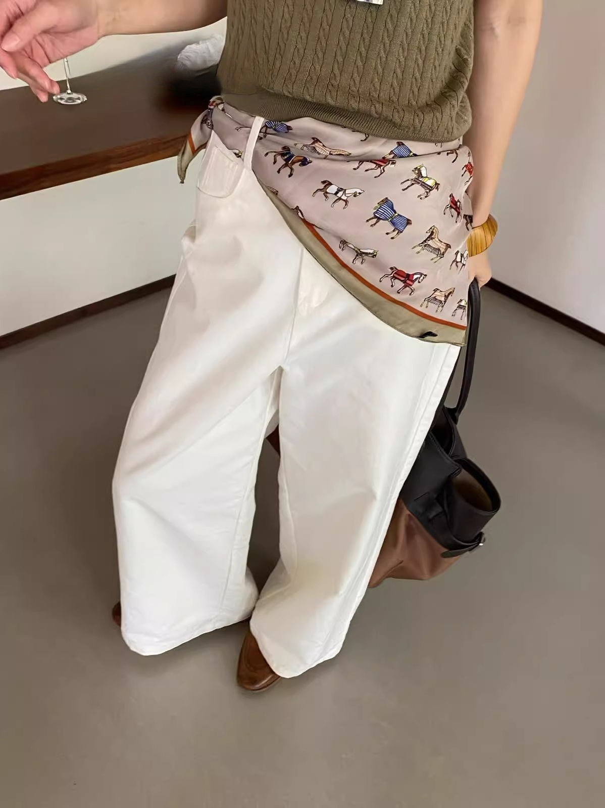 スカーフセットツイルワイドパンツ 2108