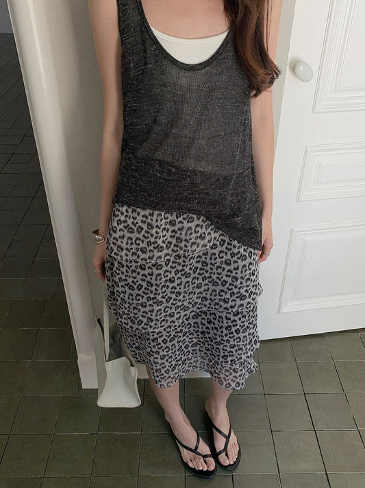 DEEP U-NECK SHEER KNIT TANK 2365