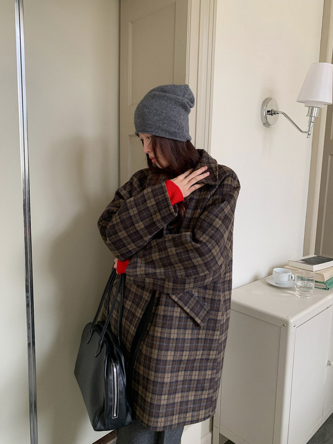 クラシカルチェックステンカラーコート 2236