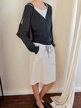 V-NECK HOOD KNIT TOP 2514