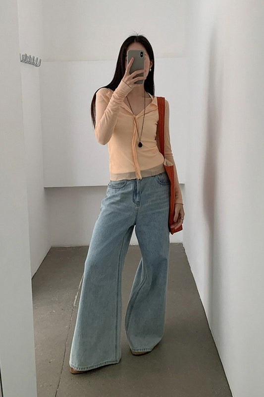 WIDE LEG DENIM PANTS 2306