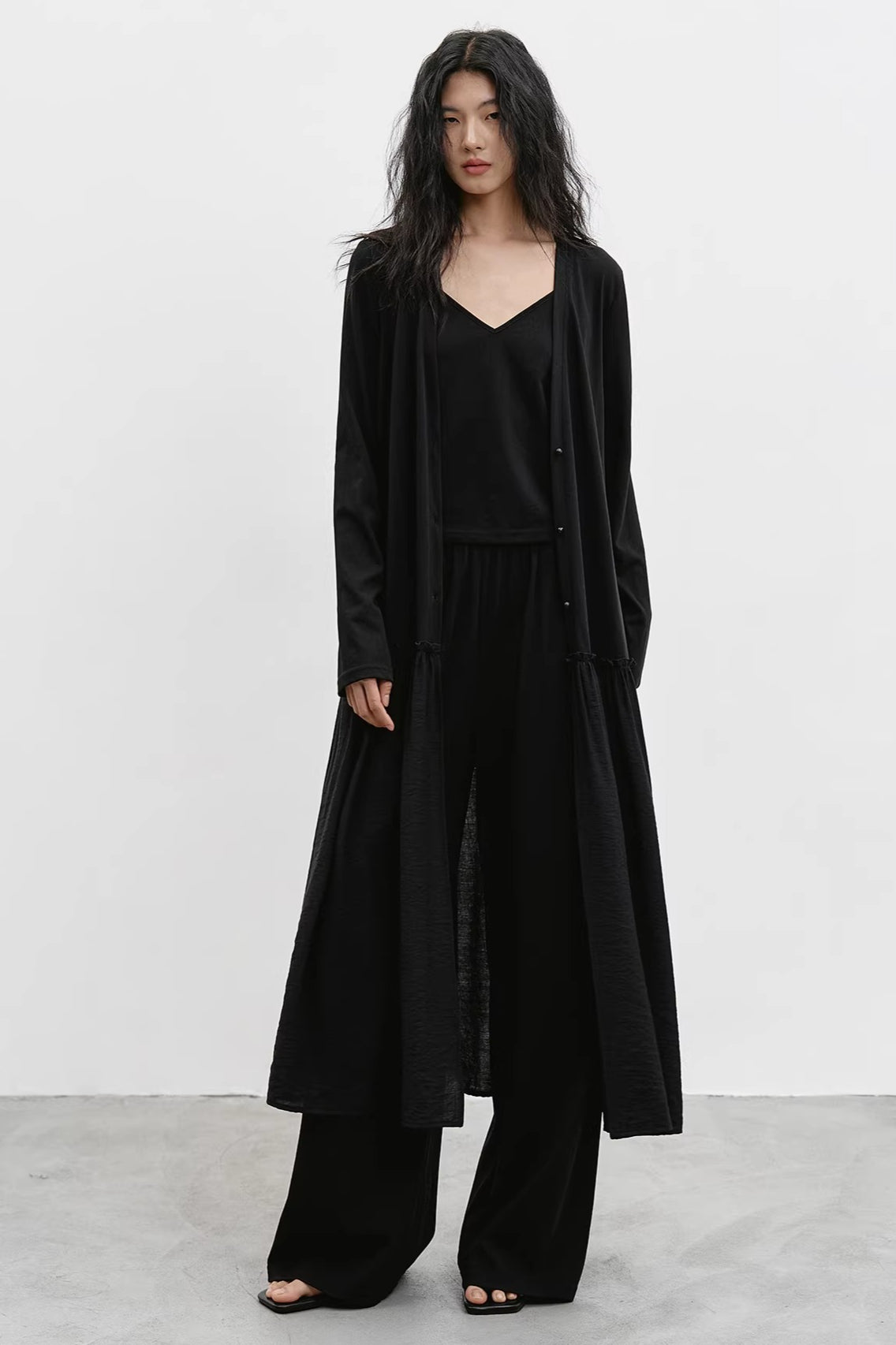 ロングカーディガン/キャミ/ワイドパンツ 2297