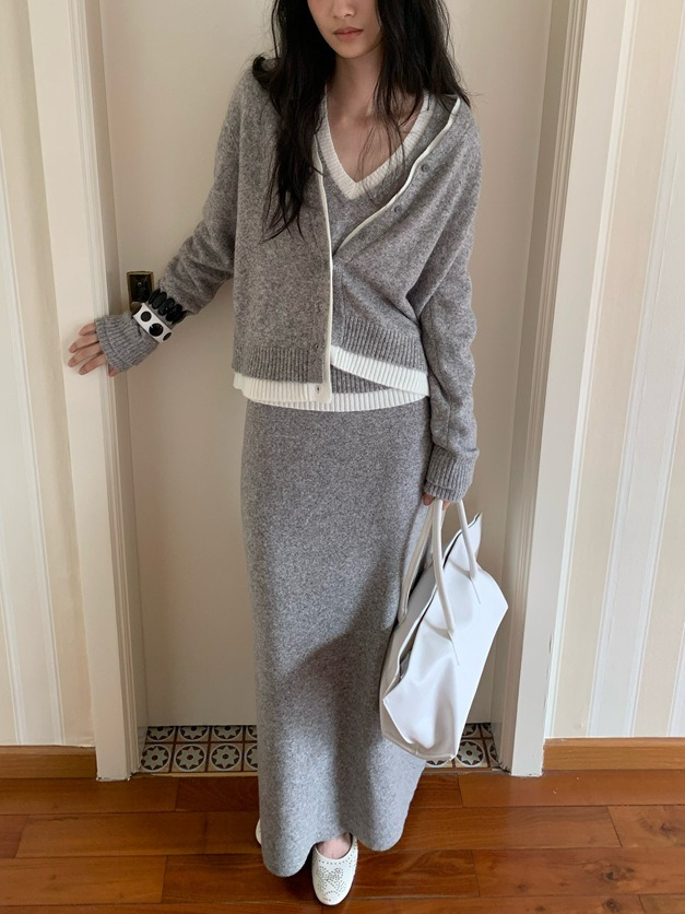 カラーブロックニットカーディガン 2211