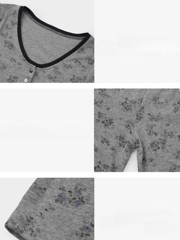 FLORAL HENLEY TOP 2474