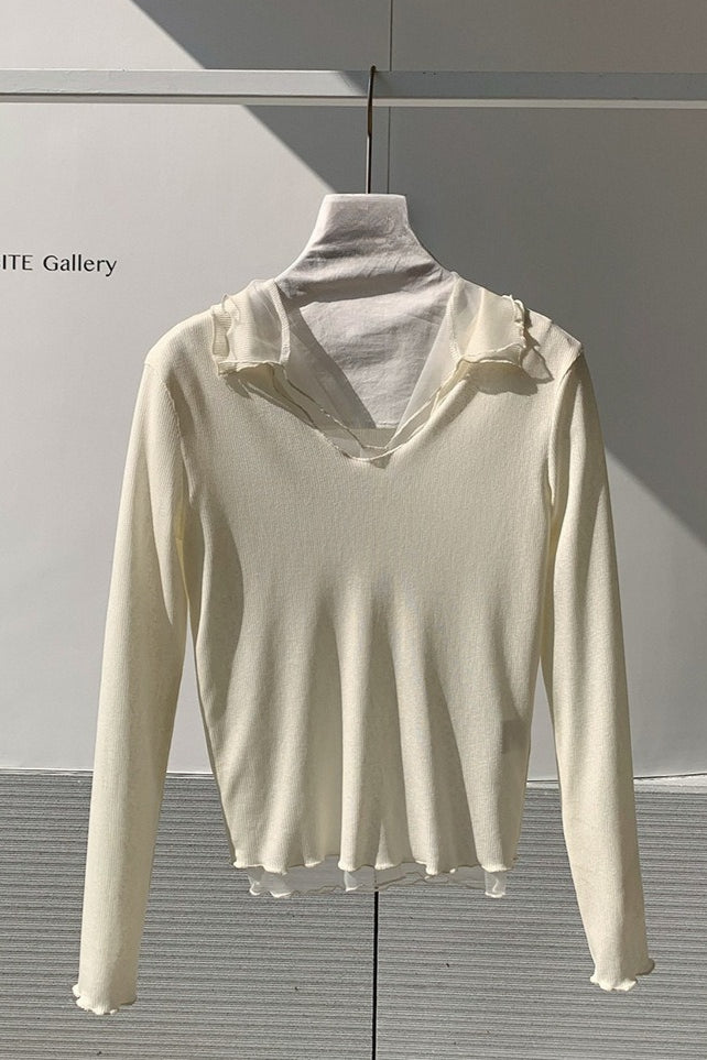 LAYERED SHEER COLLAR TOP–COLORS 2310