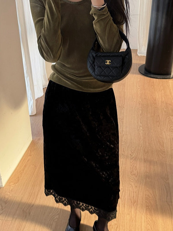 VELVET LACE SKIRT 2478