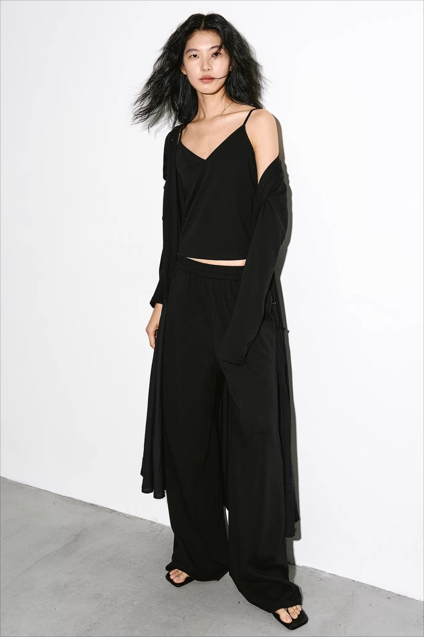 ロングカーディガン/キャミ/ワイドパンツ 2297