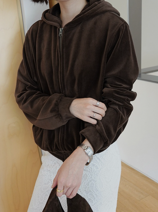 ダブルジップベロアフーディ 2195