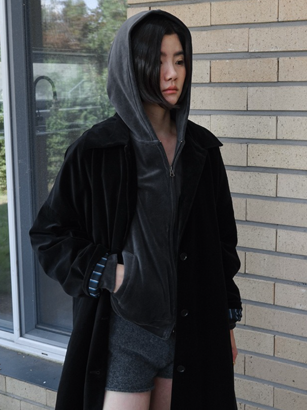 ダブルジップベロアフーディ 2195