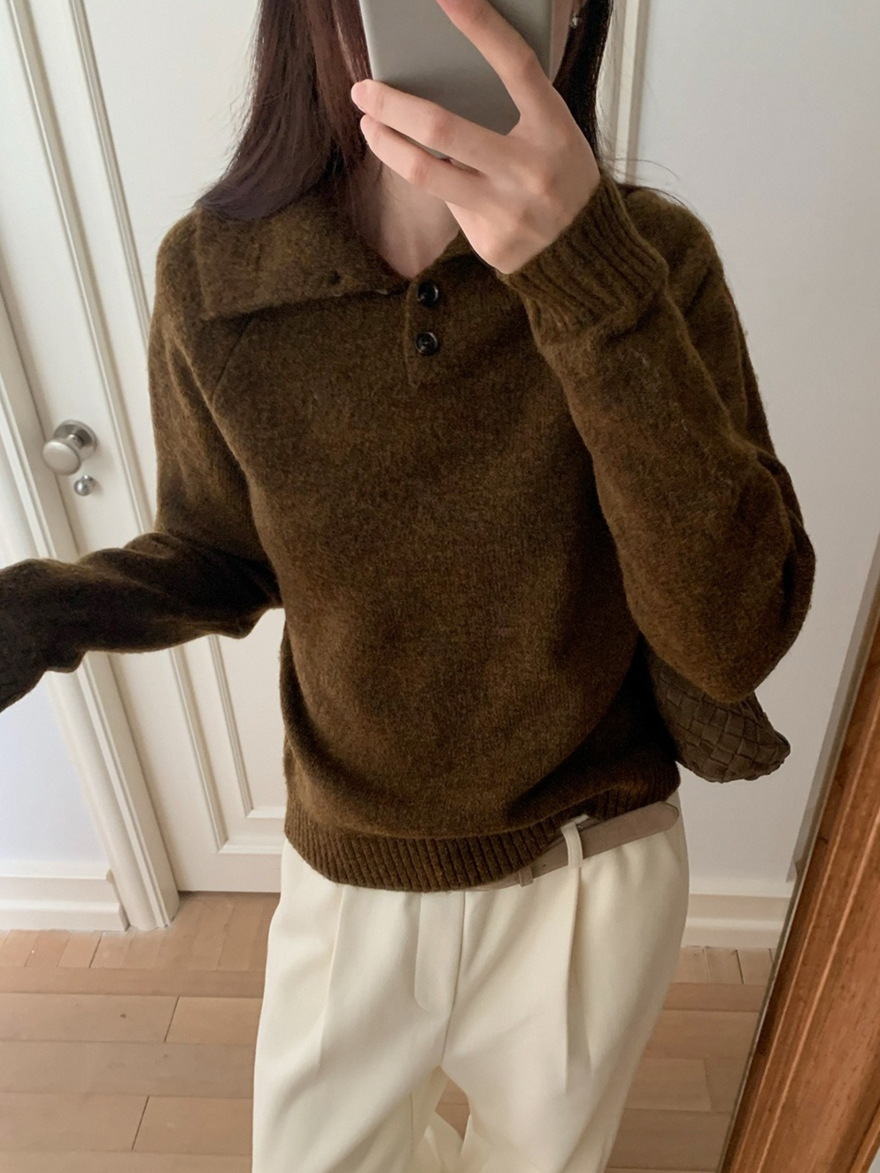 スタンドカラーラグランニット 2198