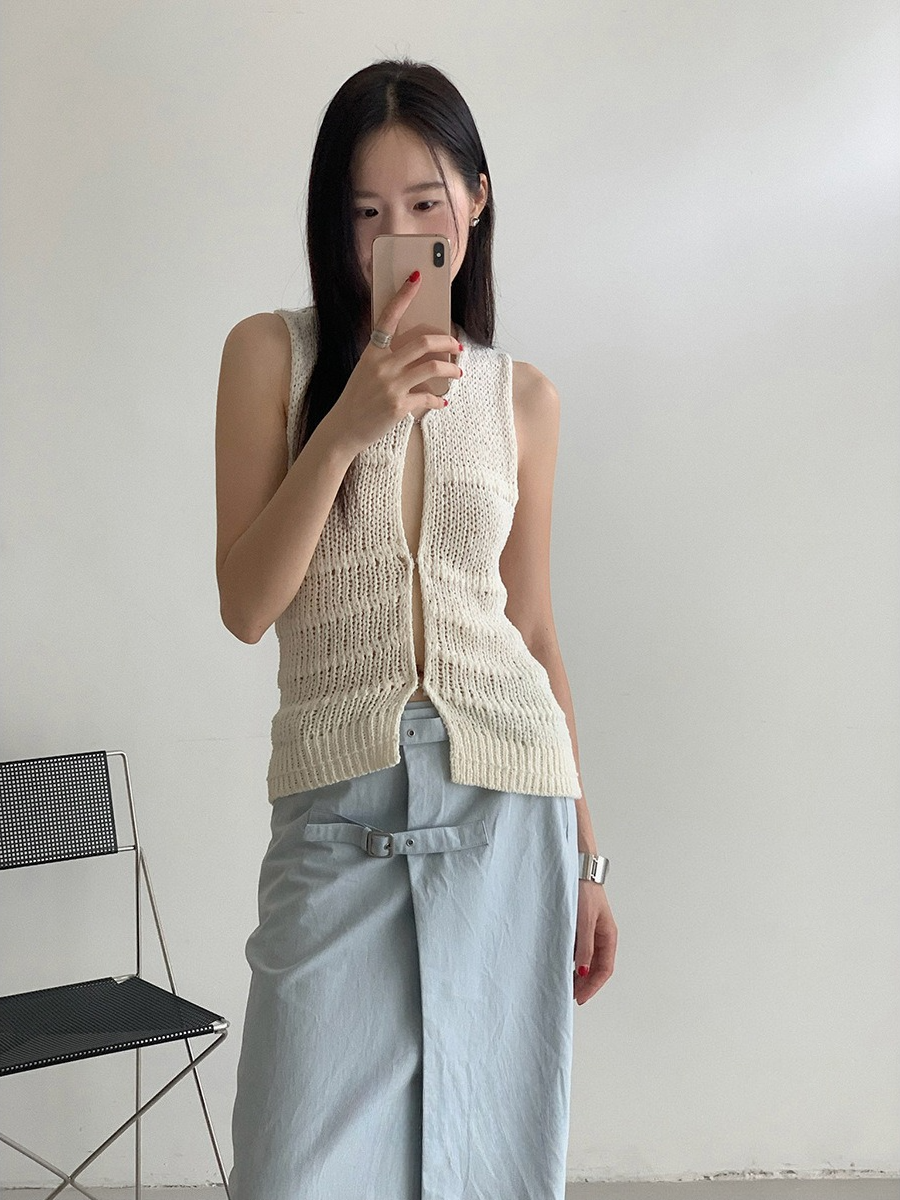ミックスメッシュニットベスト 2159