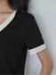 VネックバイカラーTシャツ 2095