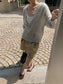 MOHAIR DEEP V-NECK KNIT 2465