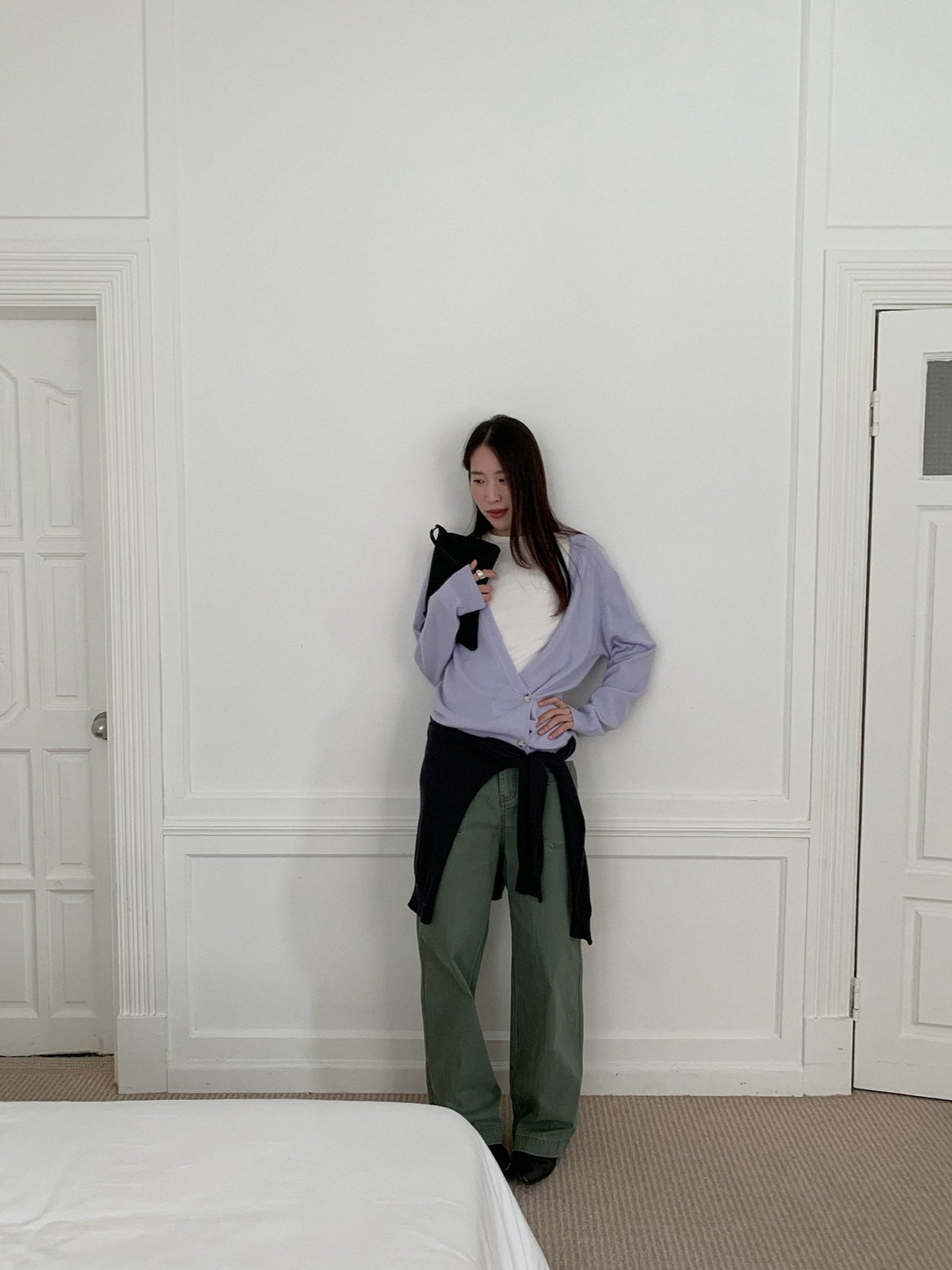 LOOSE ASYM V-CARDIGAN 2464