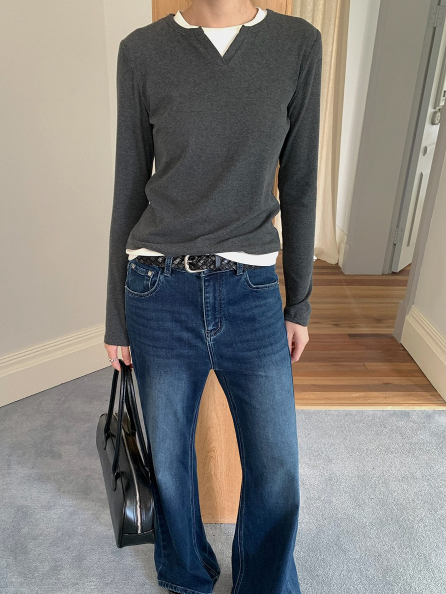 フェイクツーピーススキッパーTシャツ 2199