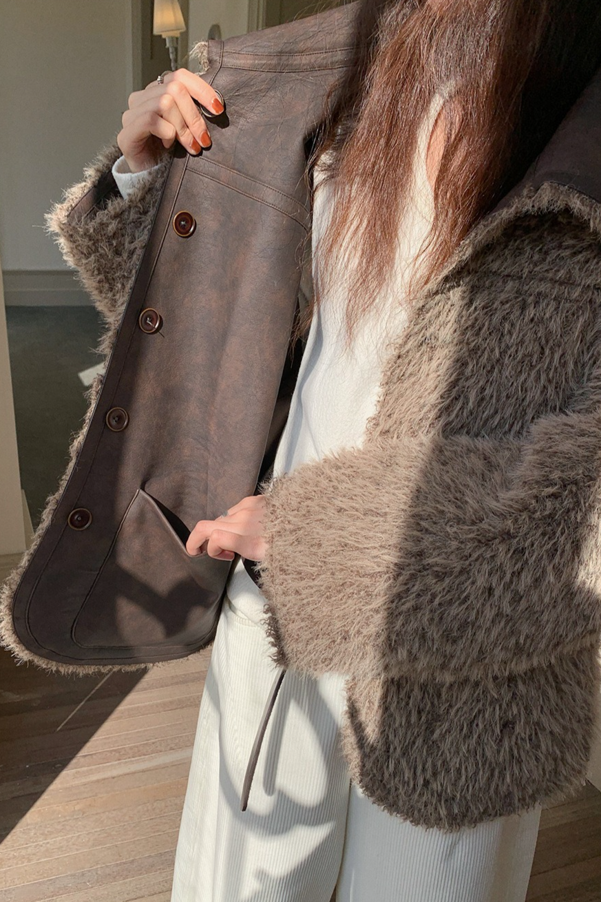 リバーシブルフェイクムートンコート 2218