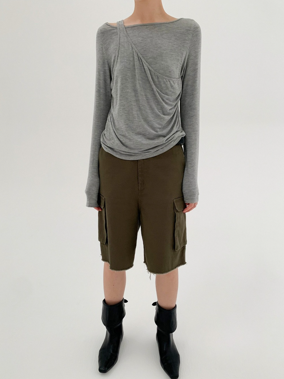 アシメトリードレープレイヤートップス 2202