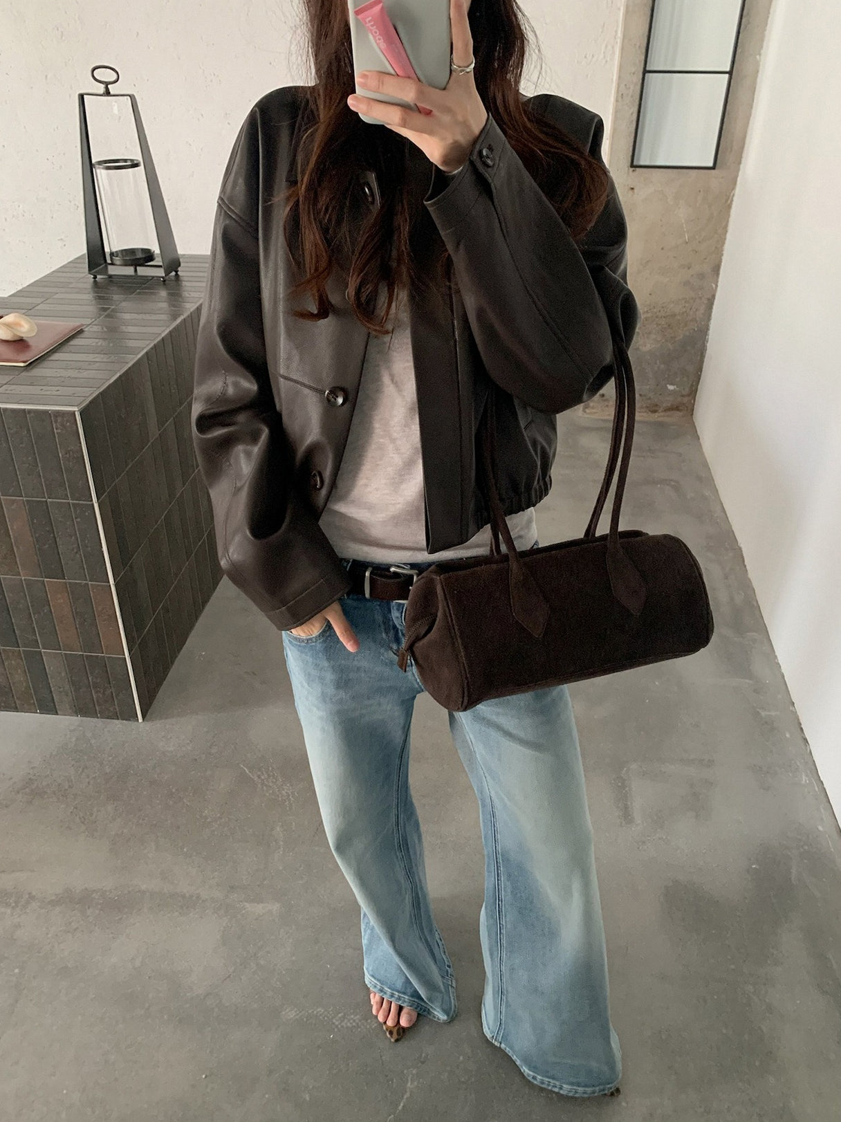 VEGAN LEATHER COCOON JACKET 2459