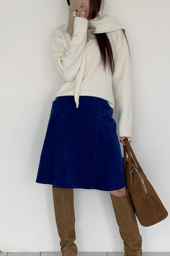 ストール付ラウンドネックカラーニット 2219