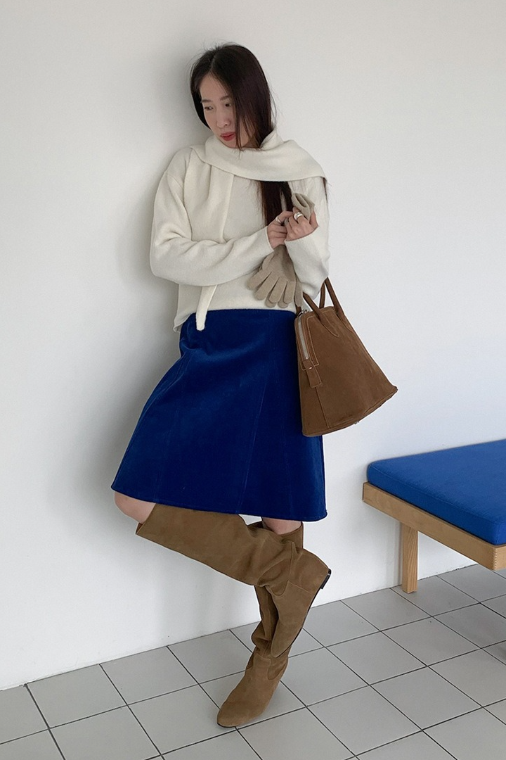 ストール付ラウンドネックカラーニット 2219